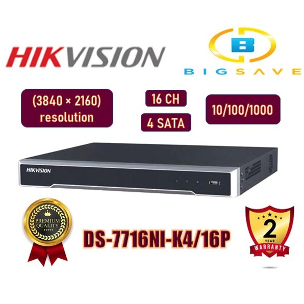 HIKVISION 16CH / 16 CHANNEL DS-7716NI-K4/16P 4K NVR NETWORK RECORDER ...