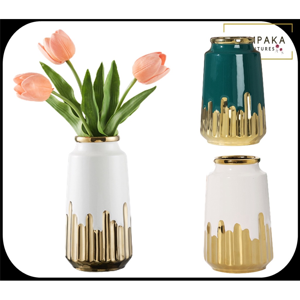 Amelia Ceramic Gold Vases Nordic Vase Glass Vase l Vase Flower Home Decorative Small Vase