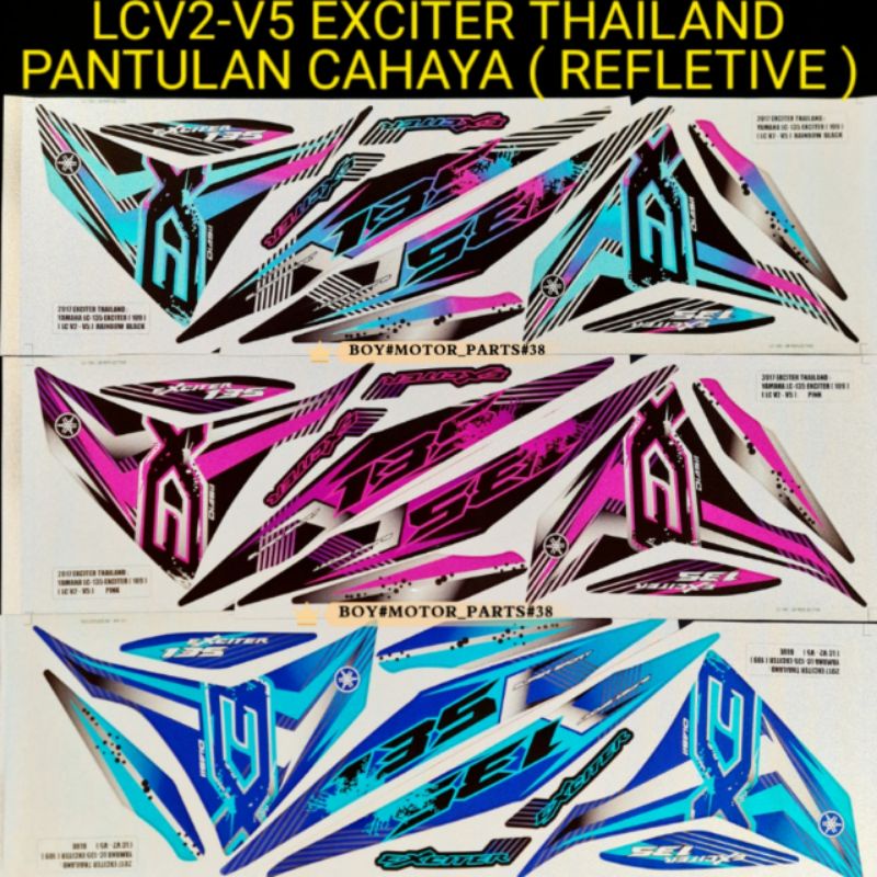 LC135 NEW LCV2 V3 V4 V5 EXCITER THAI EX ( 109 ) PANTULAN CAHAYA BODY STICKER SPECIAL EDITION REFLETIVE BODY COVER STRIPE