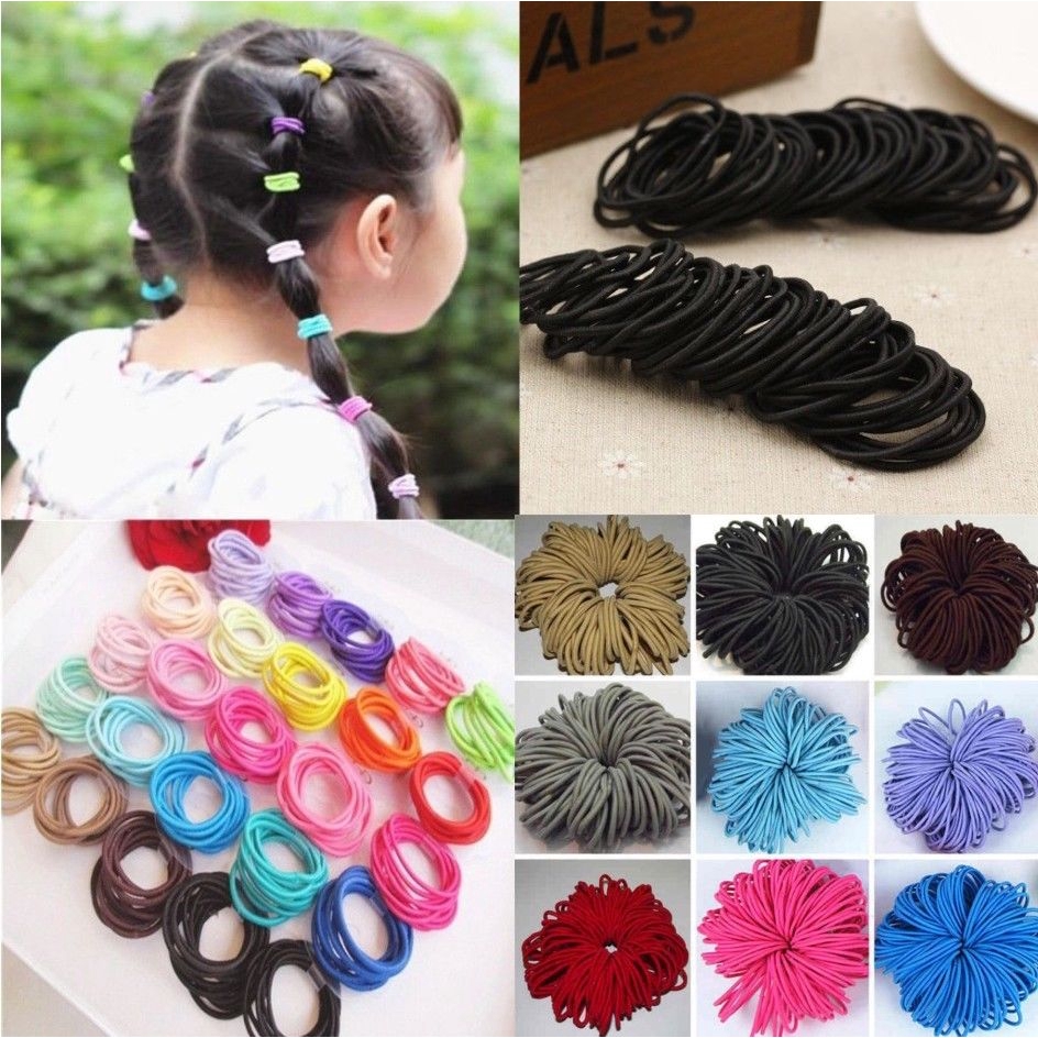 50 100 Qty Thick Endless Snag Free Hair Band Elastics Bobbles