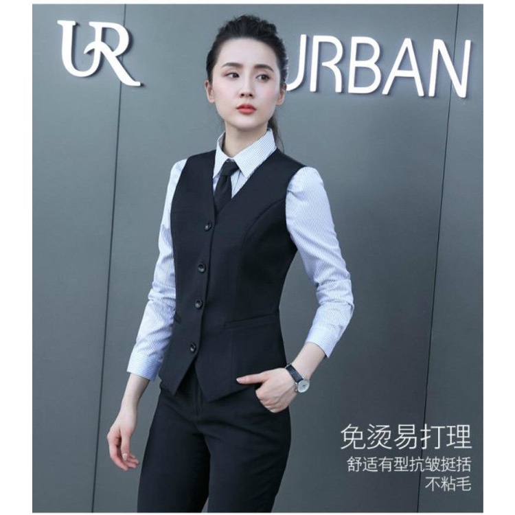 Essential Must 【SpotSend】Women's Vest Short Business Suit Waistcoat Slim Slimming Work Clothes Jacket 4o2B