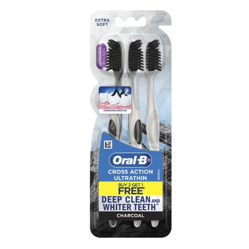 Oral-B Cross Action Ultrathin Charcoal Toothbrush 3s