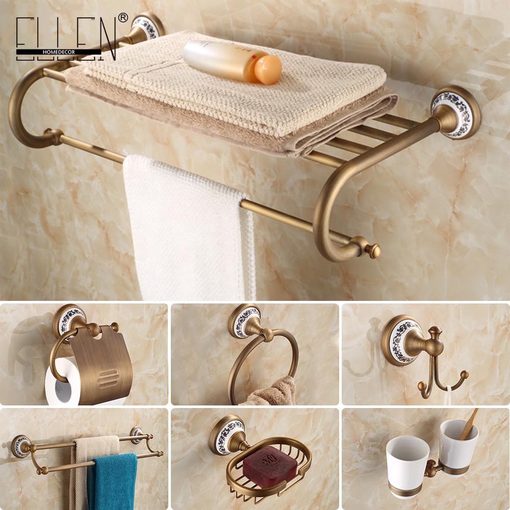 Antique Bronze Bathroom Accessories Sets Towel Shelf Towel Holder Toilet Paper Holder Rove Hook Ceramic Bathroom Product Shopee Malaysia
