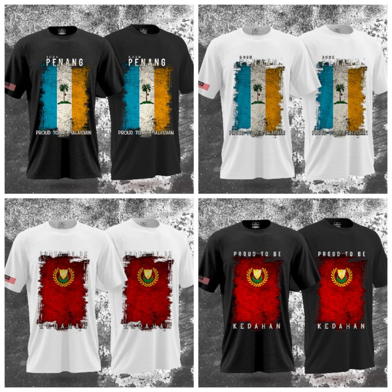 Baju Tshirt 100% Cotton Bendera Negeri Kedah/Penang/Proud To Be Kedahan/Born Penang