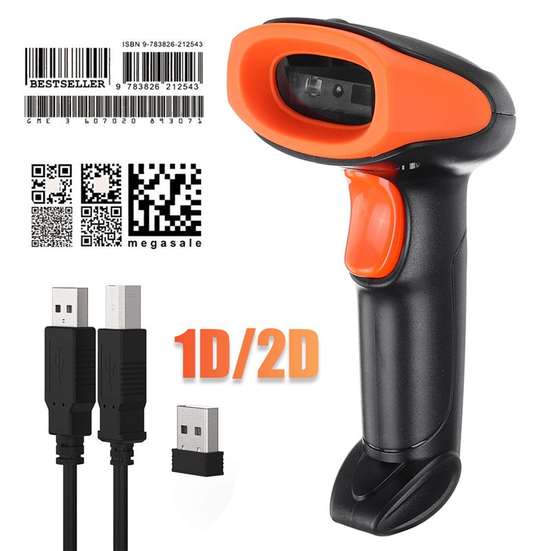 *Good Quality* 2 in 1 2.4G Wireless USB 1D 2D QR Barcode Scanner POS ...