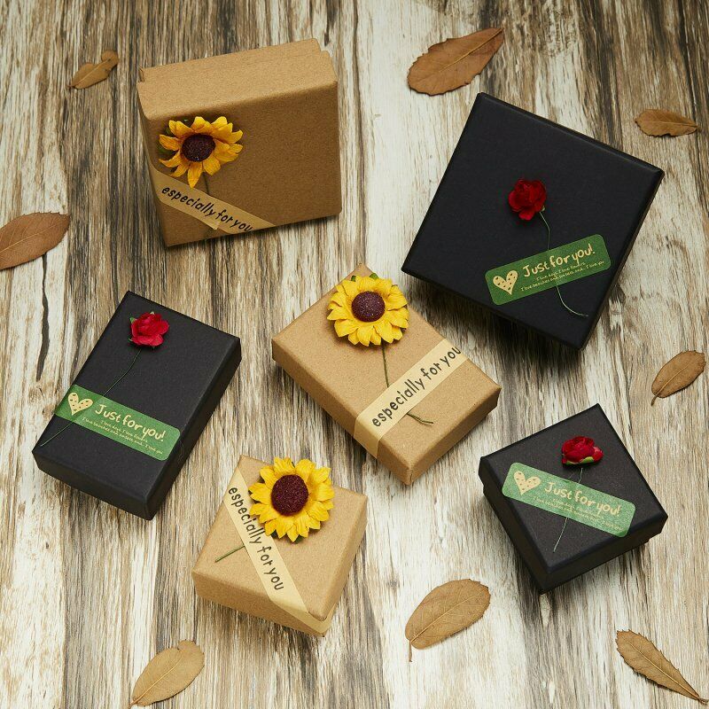 Wholesale New Gift Box Red Rose Sunflower Rose Kraft Paper Valentine's Day Jewelry Case Earrings Necklace BroochKraft Paper Jewelry Xmas Gift Box Case Earrings Necklace Brooch