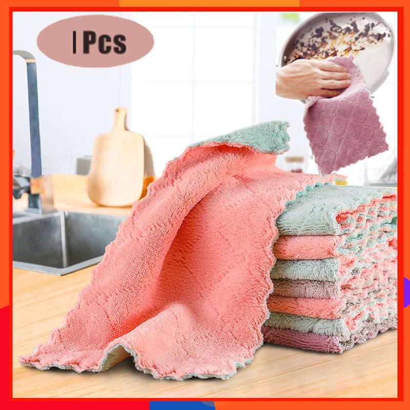 (Ship within 24 hours) Kitchen Dish Cloth Doublelayer Absorbent