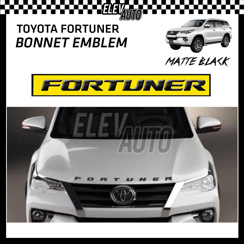 Toyota Fortuner Matte Black Logo Bonnet Emblem 3D | New PGMall