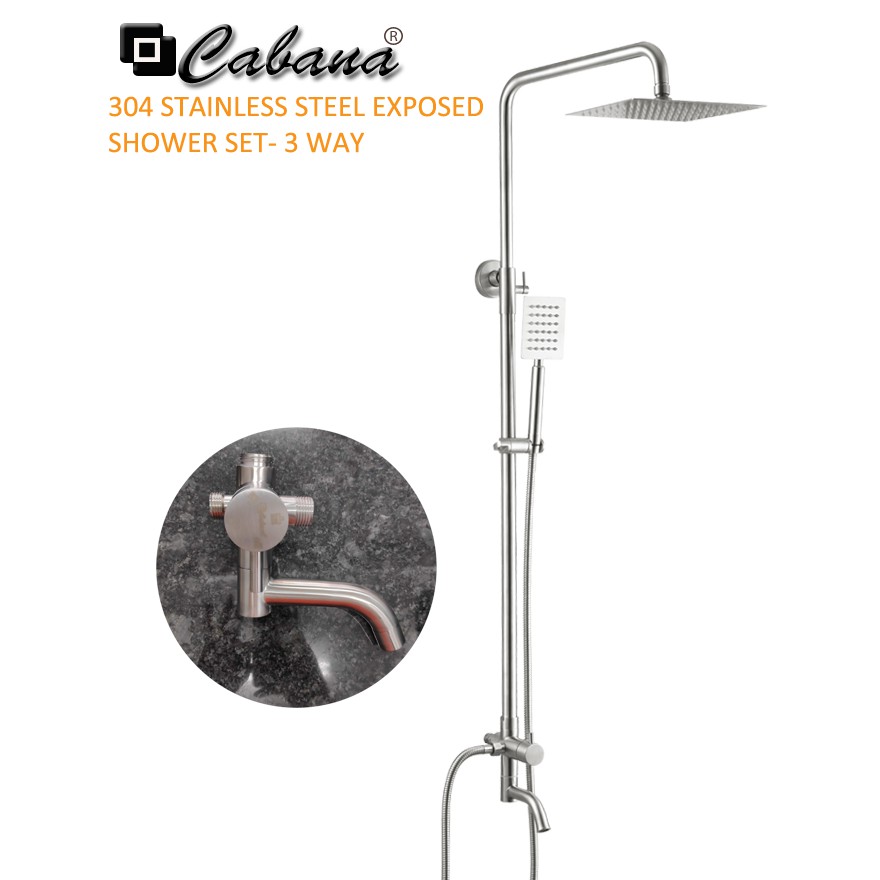 CABANA 304 STAINLESS STEEL 3 WAY EXPOSED SHOWER SET CSS7916SS Shopee