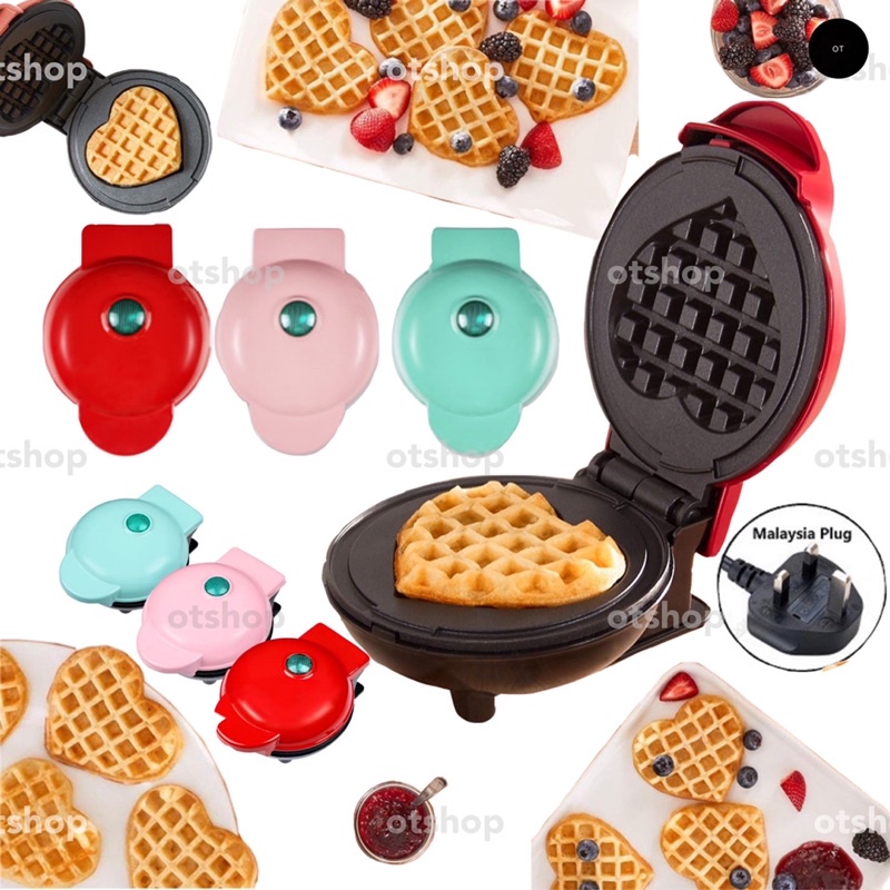 Love Shape Mini Waffle Maker Non Stick Waffle Machine DIY Kitchen Cake Baking Breakfast Machine Electric Waffles Maker