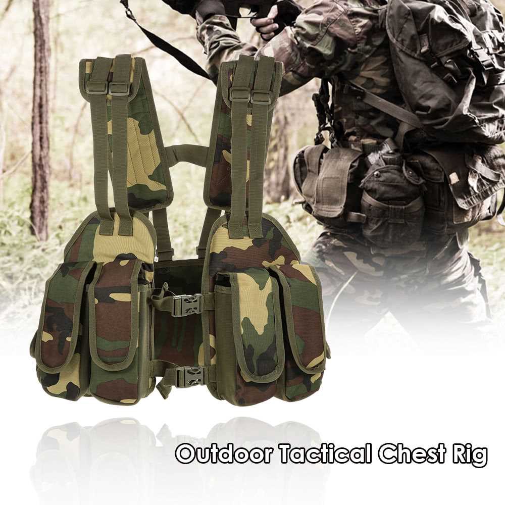 Outdoor Tactical Chest Rig Adjustable Padded Modular Military Vest Mag