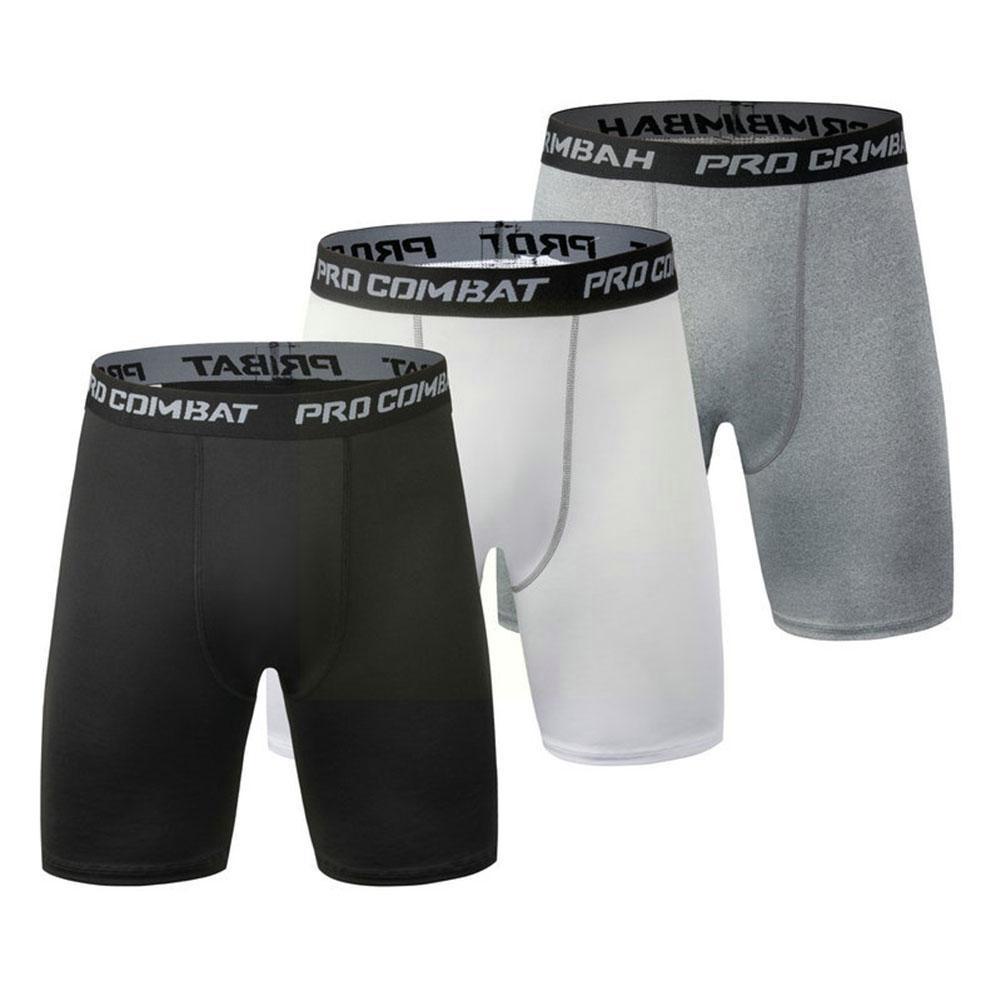 Men Fitness Quick-Drying Tight Shorts Elastic Compression Pants Leggings Shorts Running Silk Breathable Men Training Milk