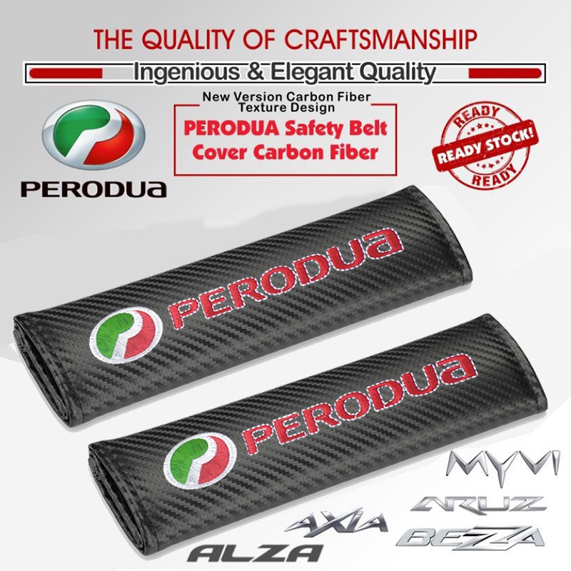 Perodua Car Safety Seat Belt Cover Carbon For MYVI ARUZ 