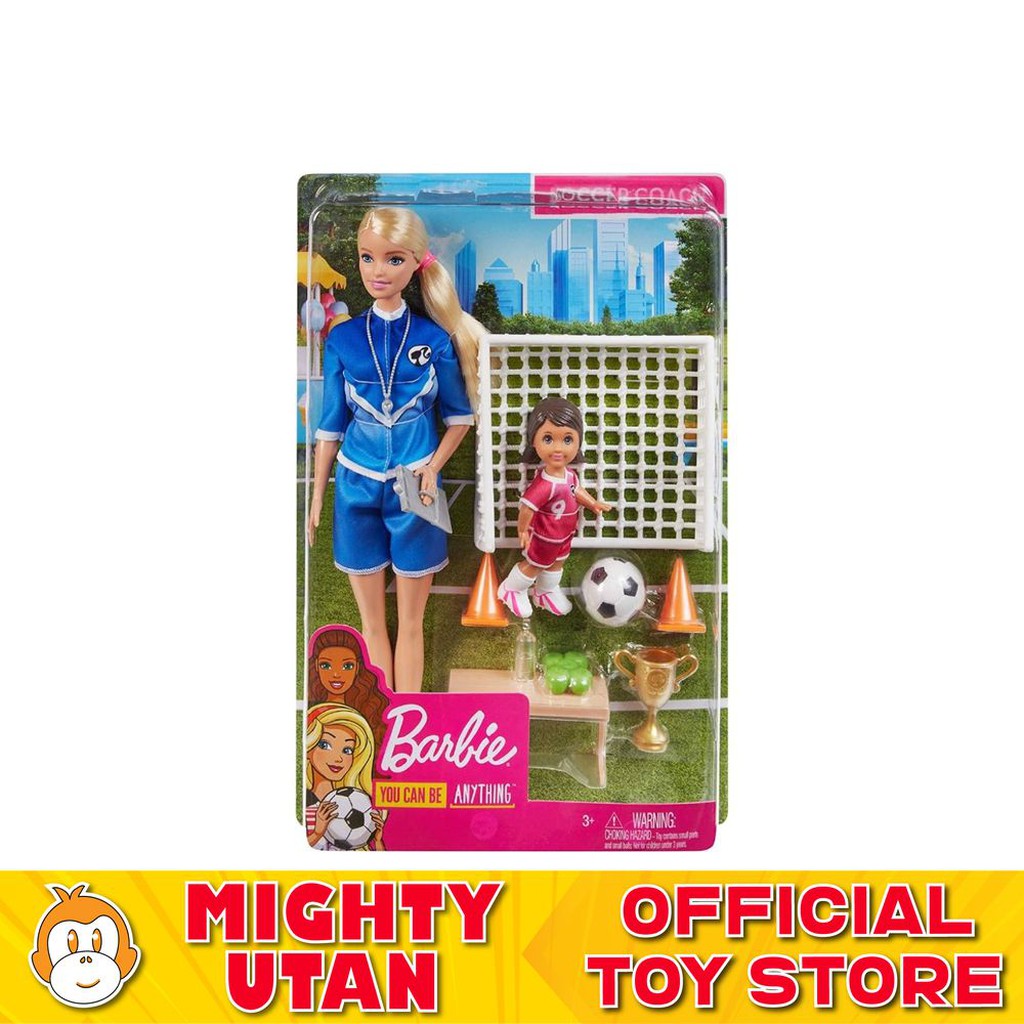 Barbie Soccer Coach Playset with Brunette Soccer Coach Doll Student Doll and Accessories 