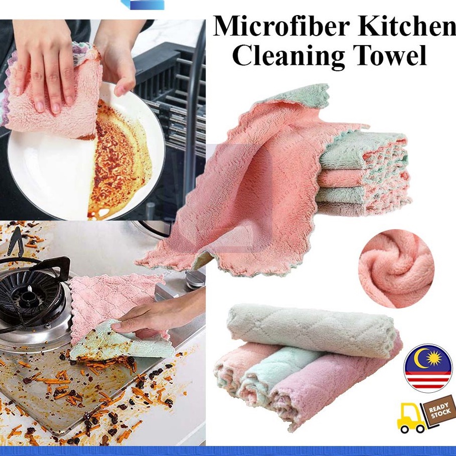 Microfiber Kitchen Towel Oil Resistance Dish Washing Cloth Drying Towel