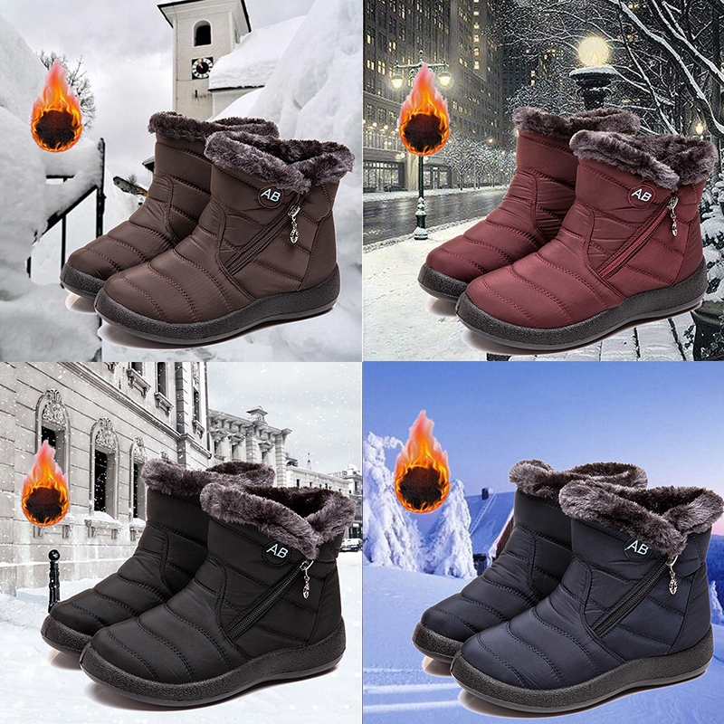 Women's Warm Waterproof Cotton Shoes Nylon Snow Boots | Shopee Malaysia