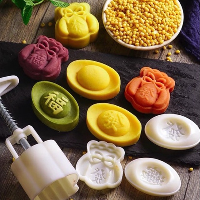 Traditional Mid Autumn Mooncake Pineapple Hand Press Tart Mould Baking Mold Acuan Tekan Raya Cookies Cutter 中秋冰皮月饼糕点压模具型