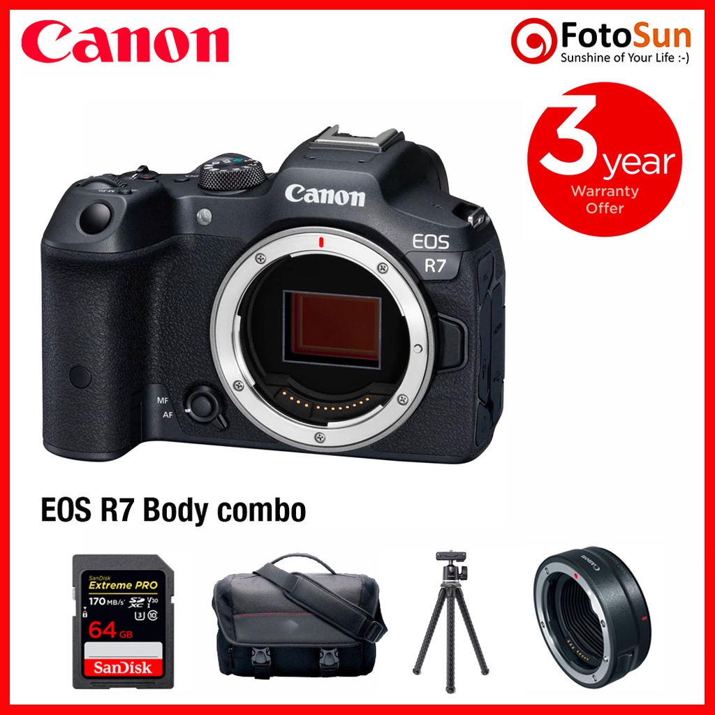 Canon EOS R7 mirrorless camera combo set 3 year warranty | Shopee Malaysia