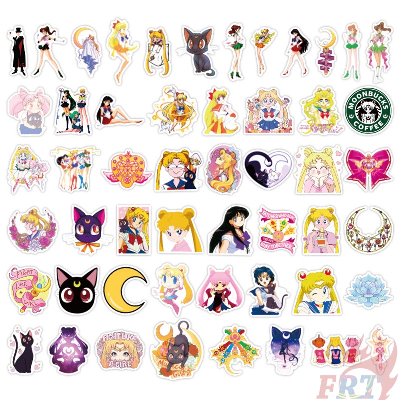 100pcs set sailor moon series b stickers anime diy fashion luggage laptop skateboard doodle stickers shopee malaysia