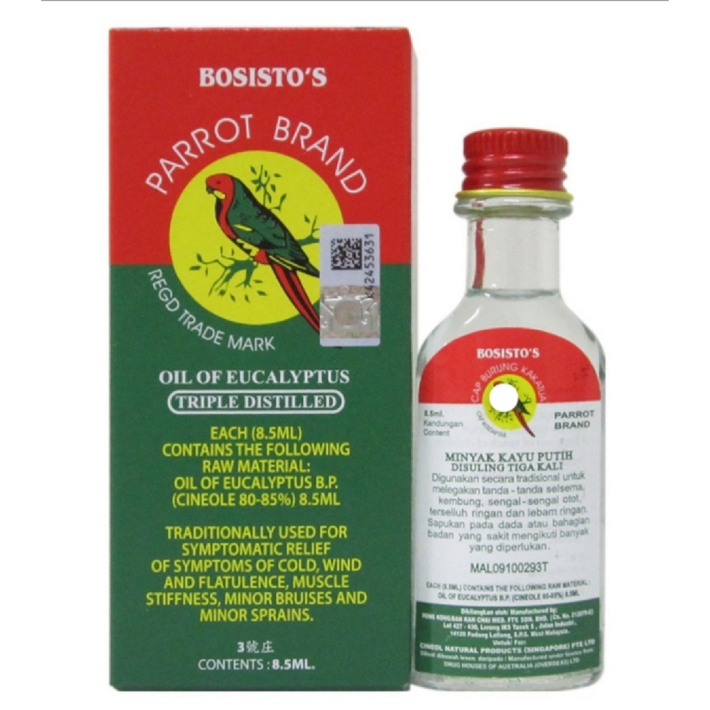 Parrot Brand Oil Of Eucalyptus Cap Burung Kakatua Minyak Kayu Putih 8 5ml 28ml 56ml Malaysia