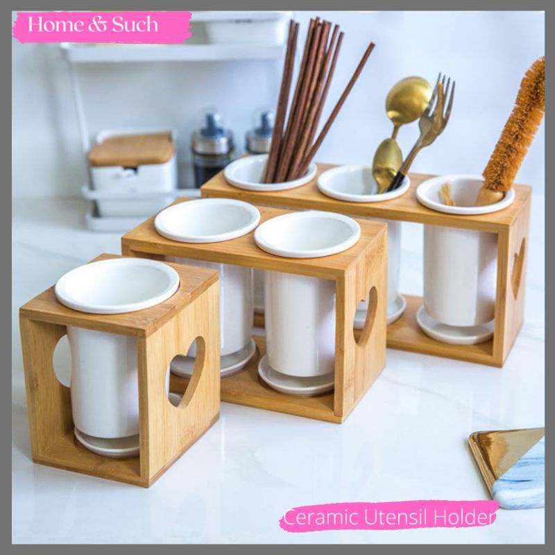 Utensil Holder Ceramic Cutlery Holder Kitchen Utensil Organizer Bekas