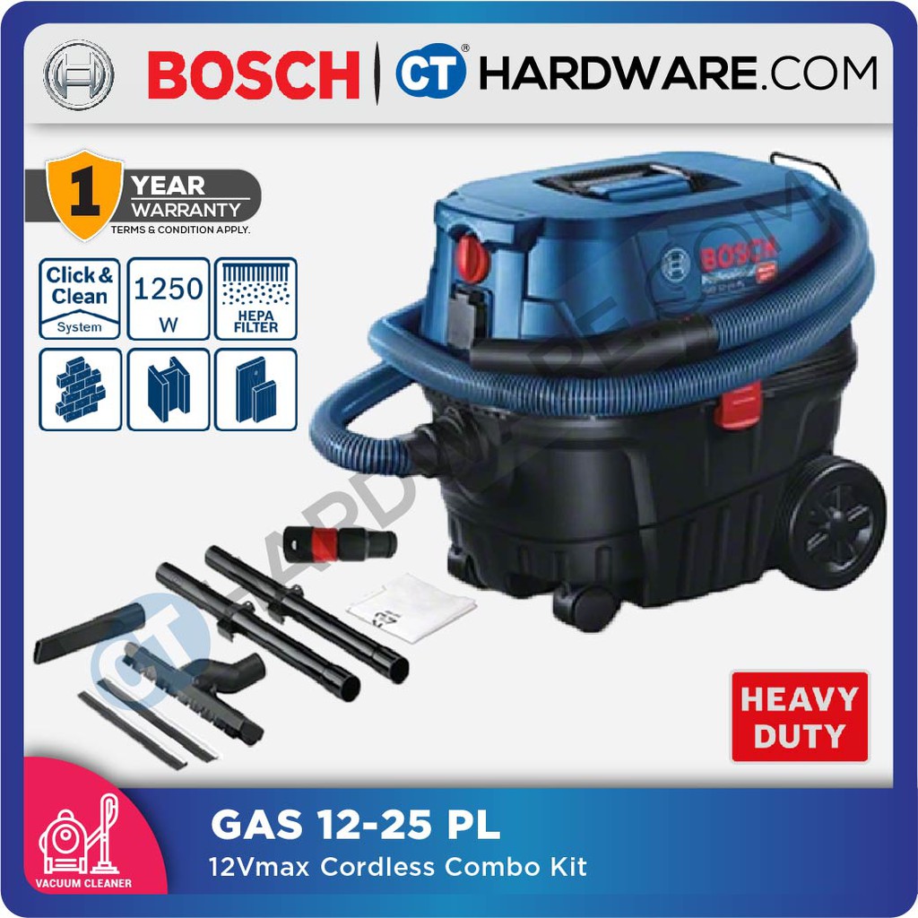 BOSCH GAS 1225 PL CORDED WET & DRY VACUUM CLAENER 25L 1250W 33L/SEC