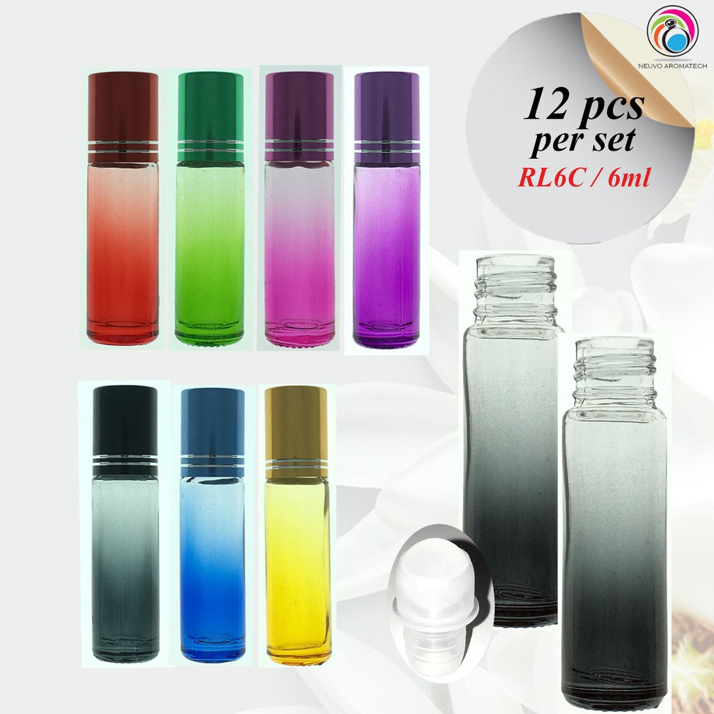  12PCS 6ml Botol Minyak Wangi  Roll On Glass Color Botol  