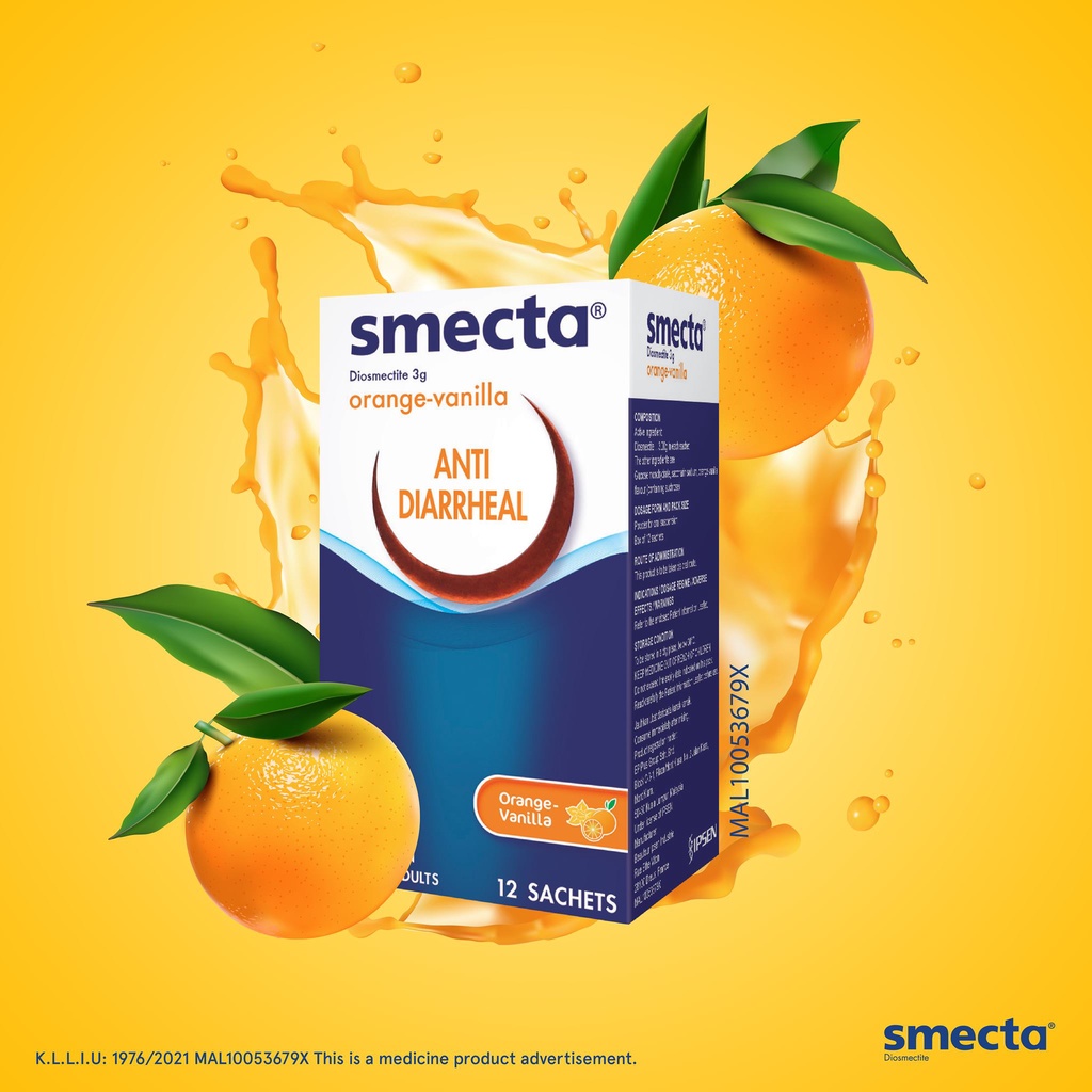 Smecta Diosmectite 3g Anti Diarrheal OrangeVanilla 12 Sachets Exp 10/2024 Shopee Malaysia
