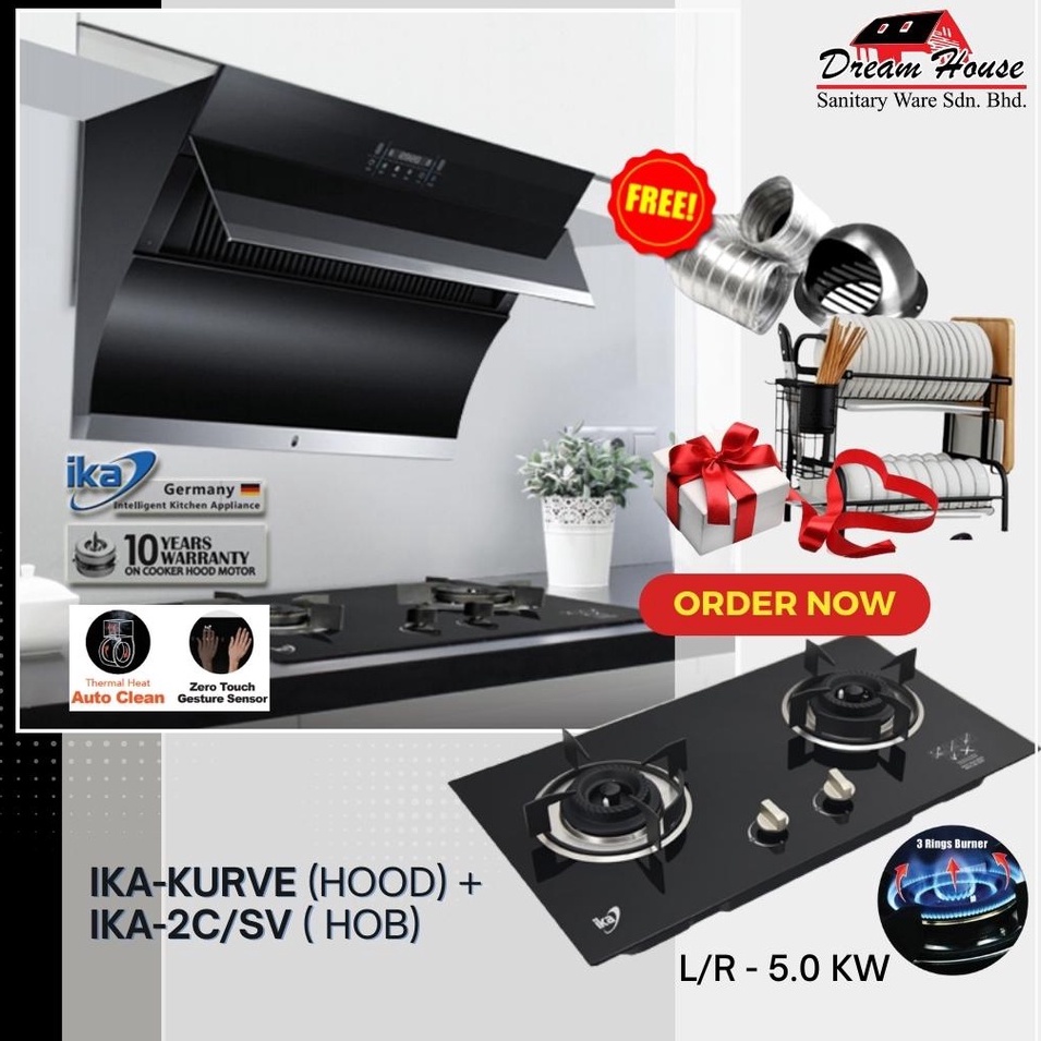 IKA-KURVE Cooker Hood 1800m³/hr High Suction Power Range Hood Kitchen Hood