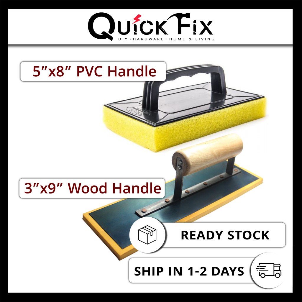 Quickfix 5 X 8 3 X 9 Sponge Float Plastering Trowel With Pvc Wooden Handle Perata Simen Span Cuci Plaster Shopee Malaysia