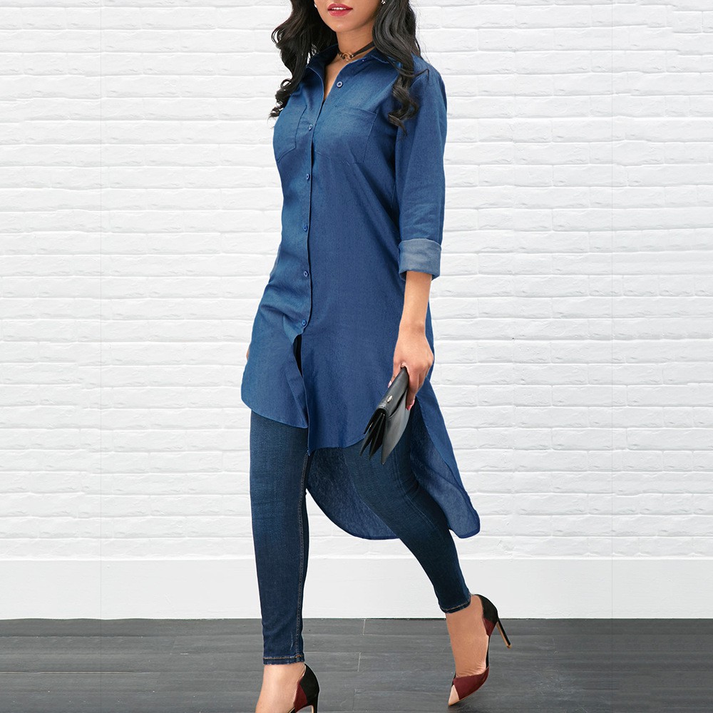 denim blouse dress