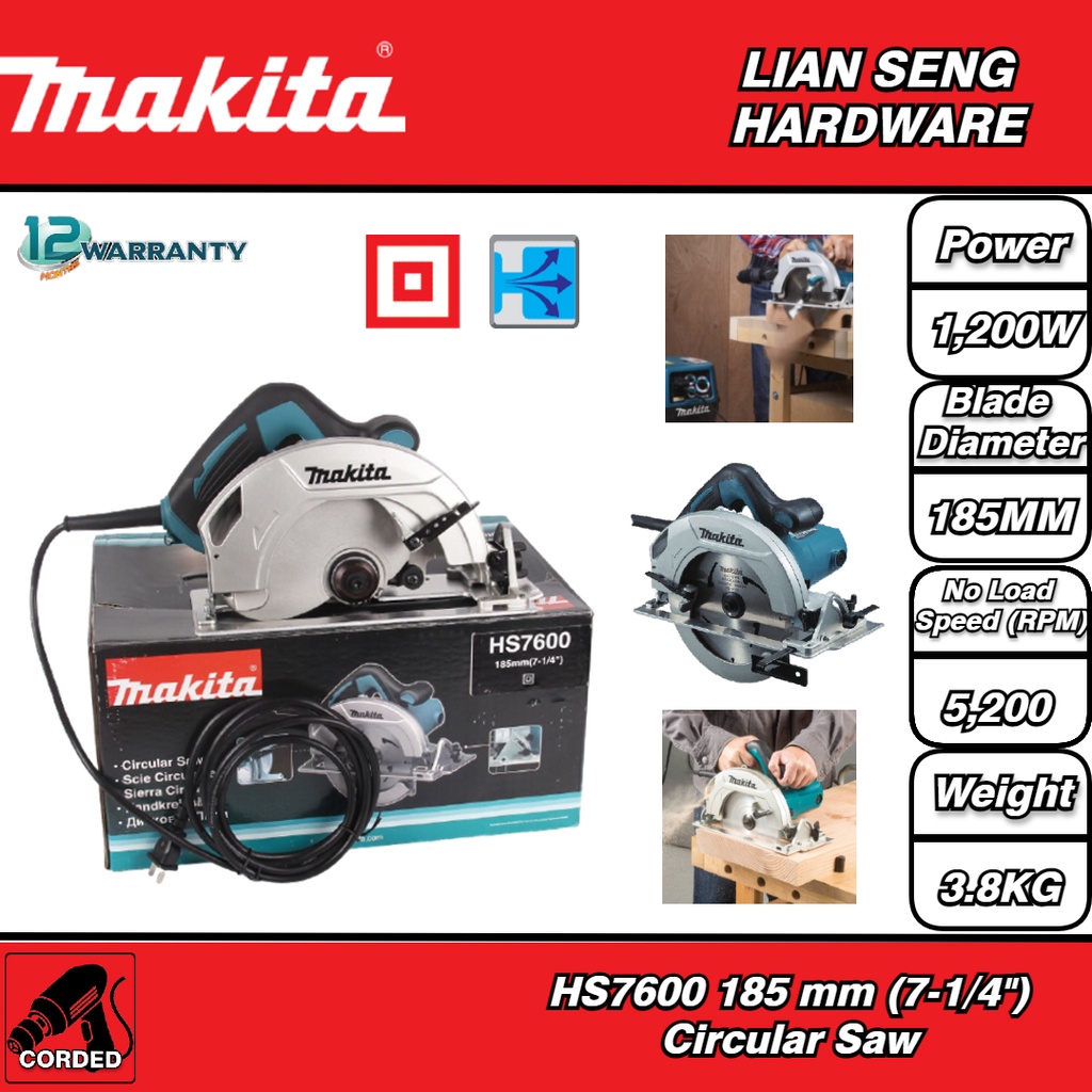 MAKITA HS7600 185MM (7-1/4'') CIRCULAR SAW | Shopee Malaysia