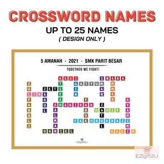 [DESIGN ONLY] Crossword Names Scribble | Family Friend Event Teambuilding | Custom T-Shirt Backdrop