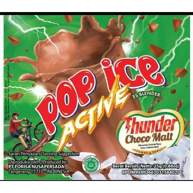 Pop ICE Active ICE Blender Sachet Chocolate Milk Powder Malt 23gr