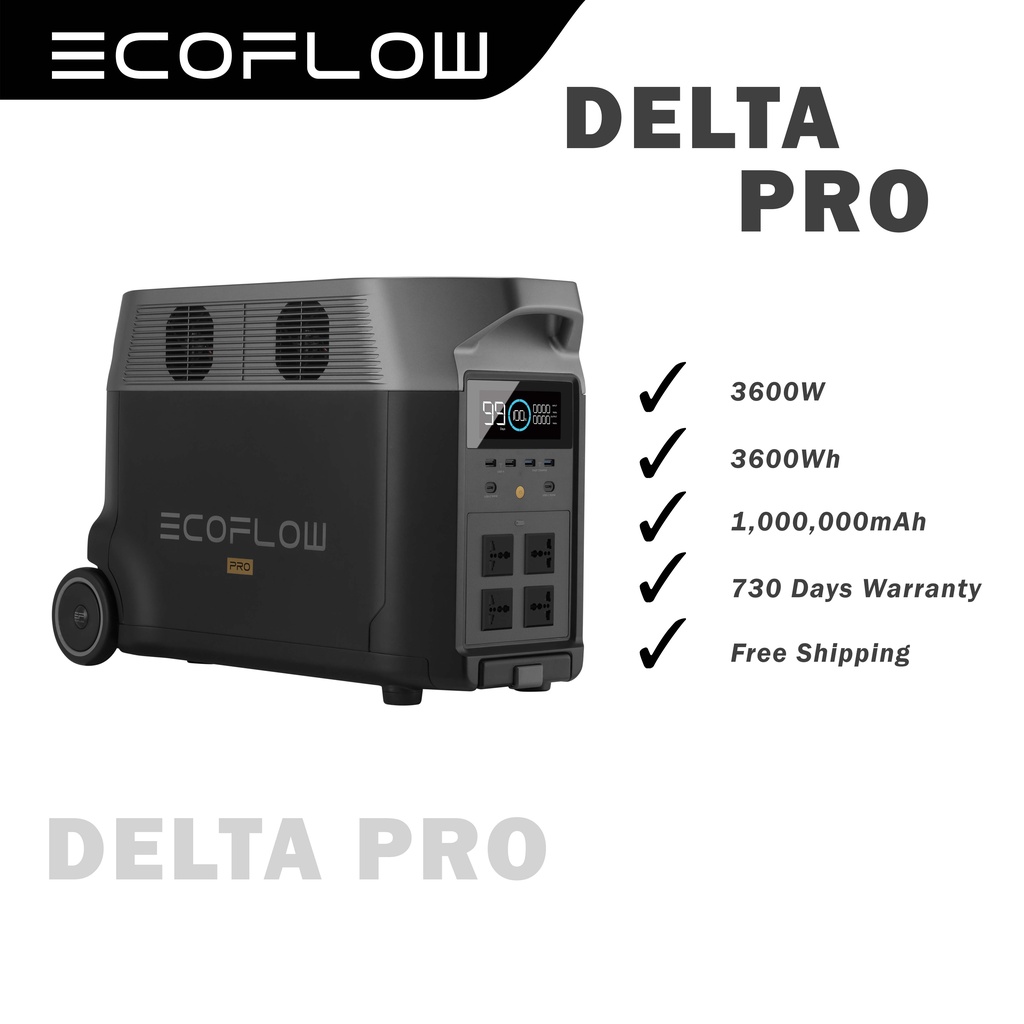 EcoFlow Delta Pro Portable Power Station 3600W (Peak 7200W) 3600Wh Fast ...