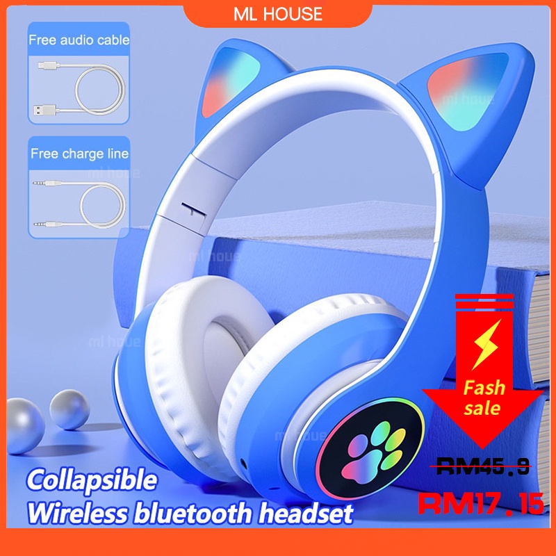 Cat Ear Headphone With Microphone Online Bluetooth Wireless Headphone