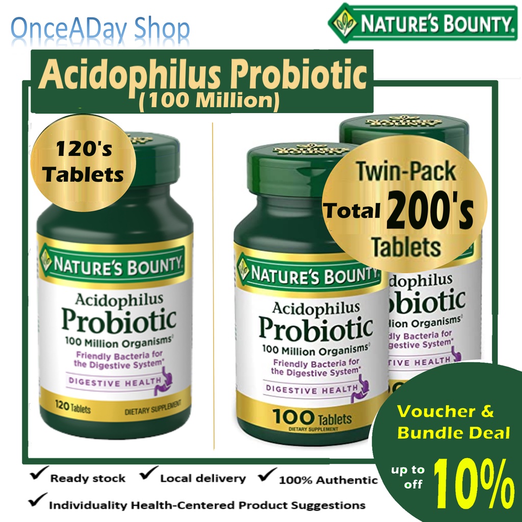 Readystocknatures Bounty Acidophilus Probiotic 120 Tablets Twin