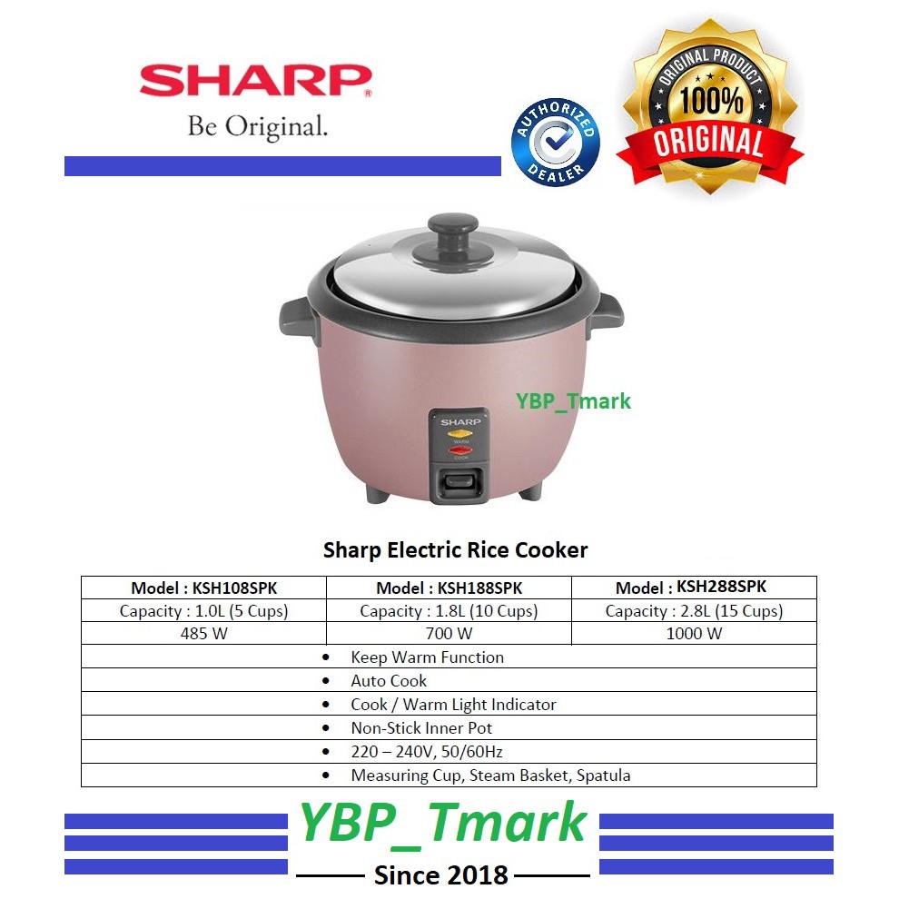 Sharp Electric Rice Cooker Periuk Nasi Ksh108spk 1 0l Ksh188spk 1 8l Ksh288spk 2 8l Ybp Tmark Shopee Malaysia