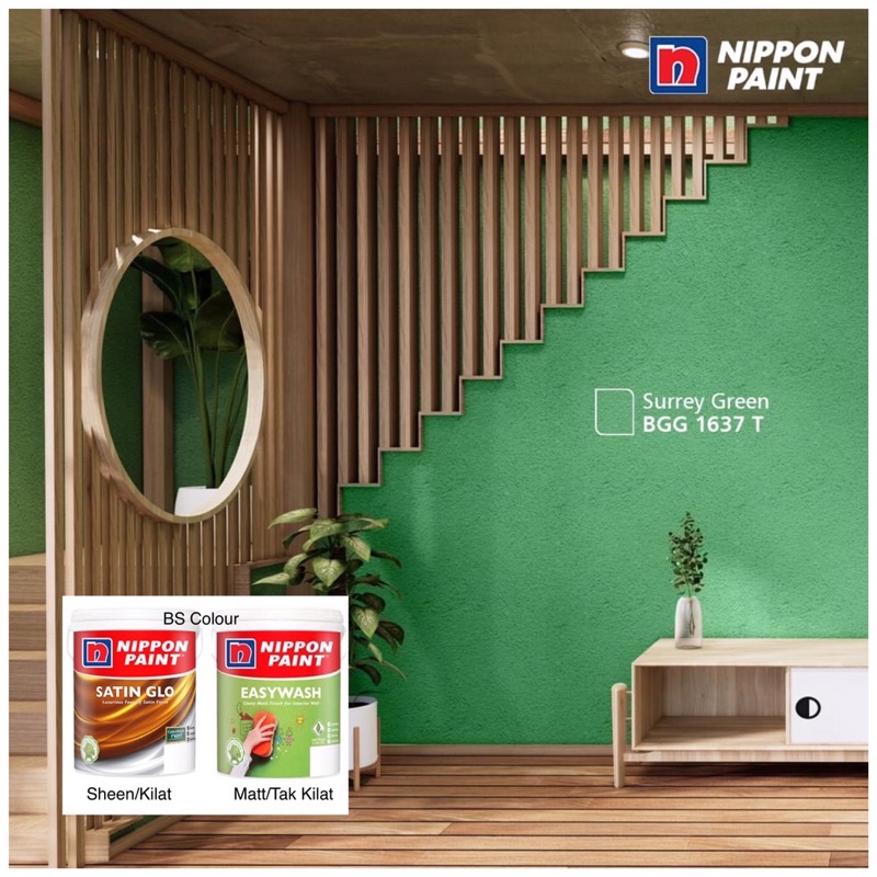 5L Nippon Paint Interior SatinGlo/Sheen & EasyWash/Matt&Super Matex/Matt BGG 1637T Surrey Green