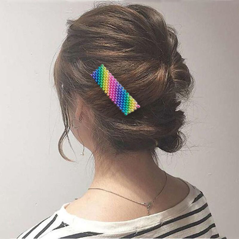 Korean Style Girls Metal Alloy Hair Clips Rainbow Colorful