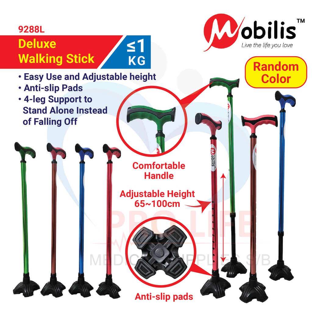 Mobilis Deluxe Walking Stick MO-9288L with FOUR leg Tongkat 4 kaki ...