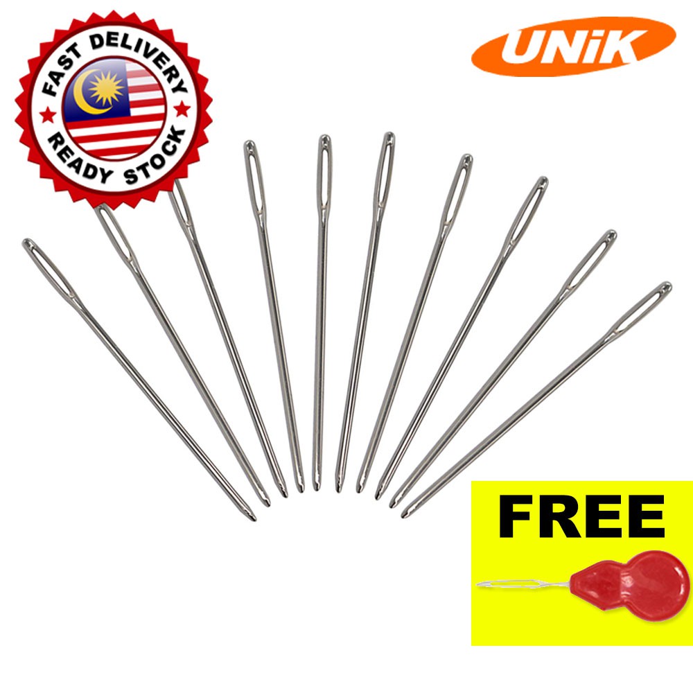 10pcs 52mm Large Eye Embroidery Leather Tapestry Darning Needle Cross Stitch Sewing Tools / Jarum Silang Pangkah (No.1