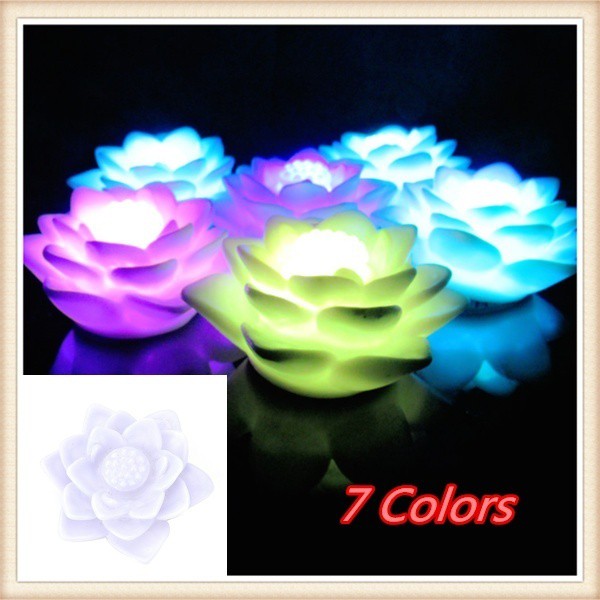 【✈Ready Stock✈】Lamps And Lanterns Wishing Lotus Lamp/Romantic Colorful Lotus Lamp/LED Night Light Floating Powered LED Lotus Flower Light Pond Pool Garden Landscape Lamp