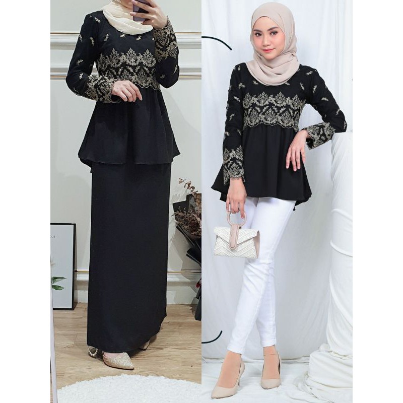 Baju Kurung Jazz! Set Blouse dan Skirt! Kurung peplum Shopee Malaysia