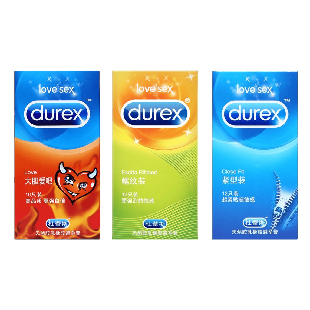 Durex Love + Excita Ribbed + Close Fit 12pcs Per Box Condom ( Kondom ...