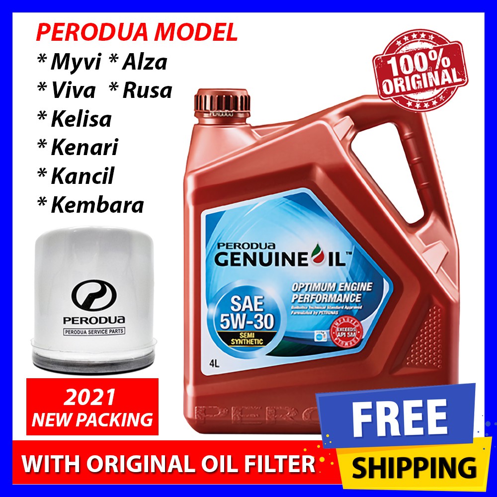 NEW PACKING (With Oil Filter) PERODUA 5W30 Semi Synthetic Engine Oil ...