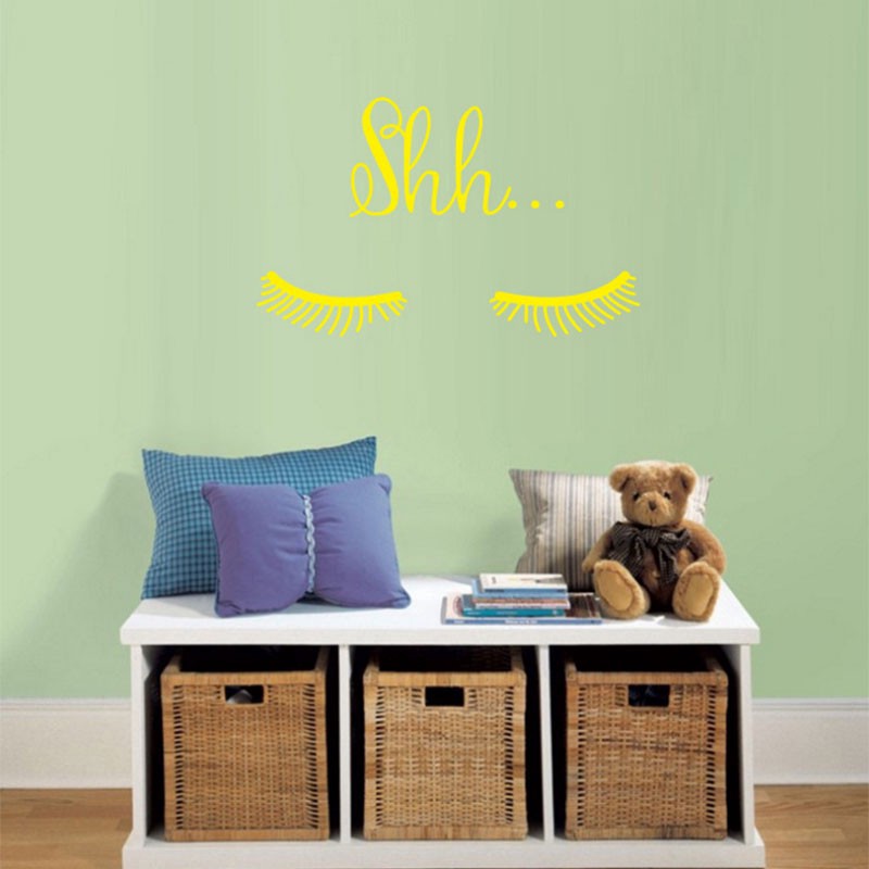 Diy Lovely Beautiful Shh Eyelash Vinyl Wall Sticker Baby Girls