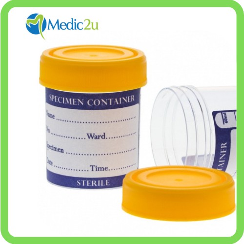 [Ready Stock] Urine container, PP, sterilized, yellow cap, 60 ml [10