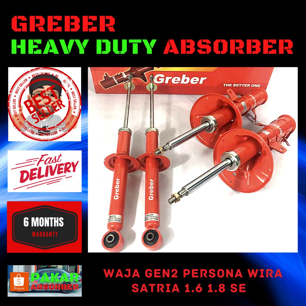 Greber Heavy Duty Absorber Proton Waja Gen2 Persona Wira 1 6 1 8 Se Fast Shipping Shopee Malaysia