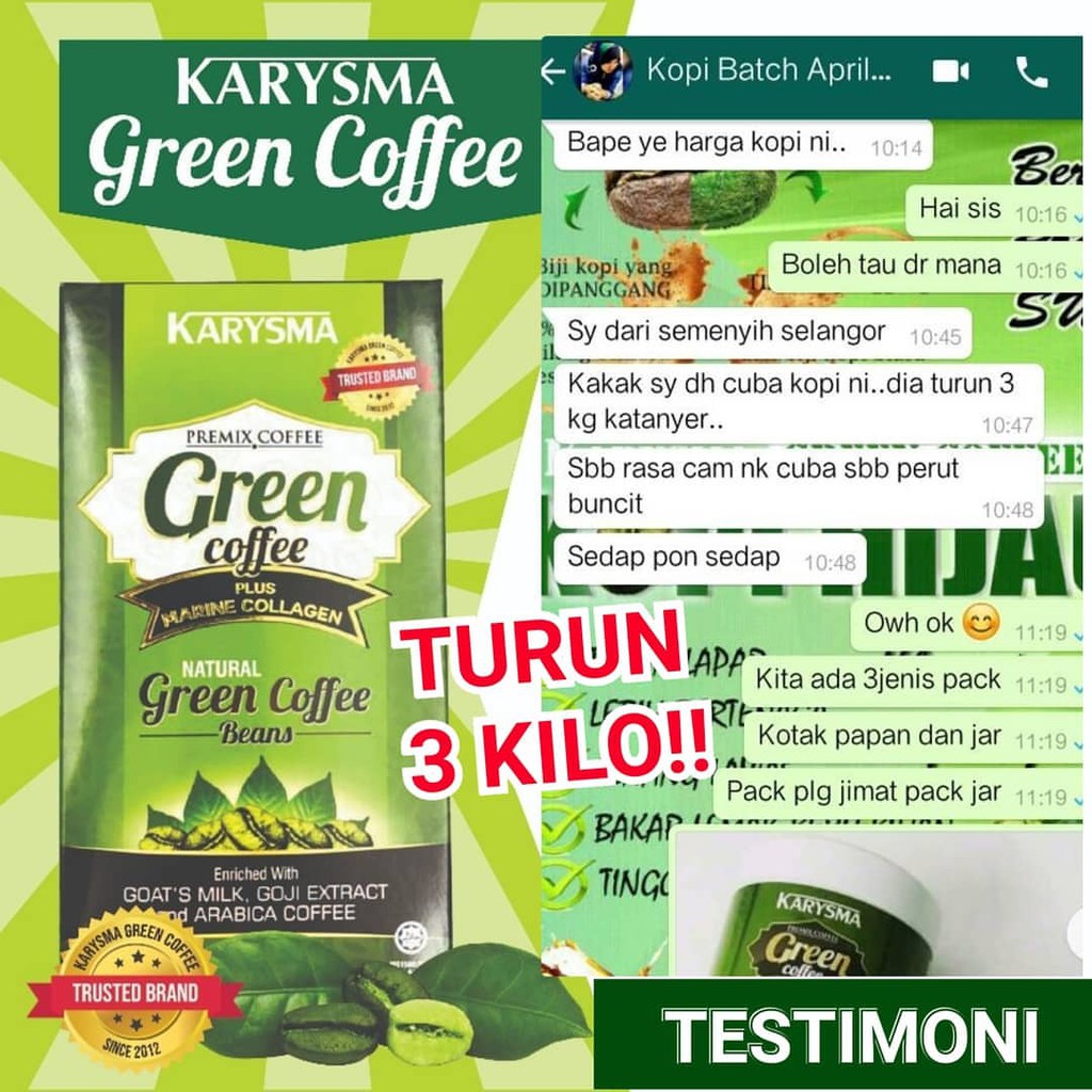 2 Kotak Karysma Green Coffee Kopi Hijau 30sachets Shopee Malaysia